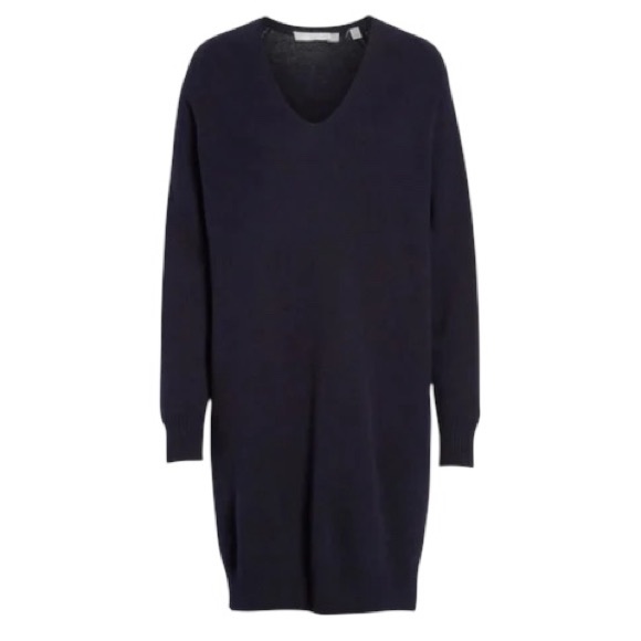 Vince V Neck Wool Cashmere Sweater Dress Grey Size M - Picture 2 of 8